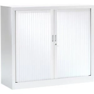 Pierre Henry Tambour Cupboard Lockable with 2 Shelves Steel Monobloc 1000 x 430 x 1000mm White