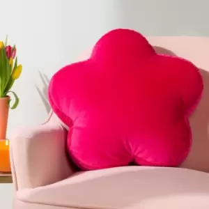 Flower Velvet Reversible Cushion Hot Pink