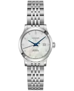 Longines Record Mother of Pearl Dial Diamond Stainless Steel Womens Watch L2.321.4.87.6 L2.321.4.87.6