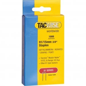 Tacwise Type 91 Narrow Staples 15mm Pack of 1000