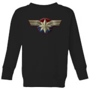 Captain Marvel Chest Emblem Kids Sweatshirt - Black - 9-10 Years