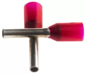 Weidmuller Weidmller Insulated Crimp Bootlace Ferrule, 8mm Pin Length, 1.4mm Pin Diameter, 1mm Wire Size, Red