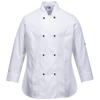 C837WHRXS - sz XS Rachel Ladies Long Sleeve Chefs Jacket - White - Portwest