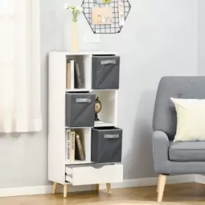 HOMCOM Modern Bookcase with 6 Cubes, Bookshelf, Free Standing Display Cabinet, Storage Unit for Home, Office, Living Room, Study, White