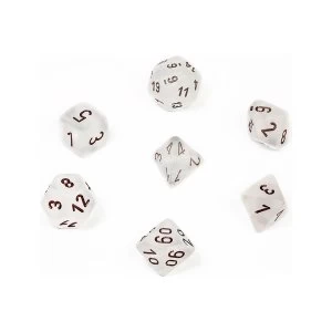 Chessex Poly 7 Dice Set: Frosted Clear/black