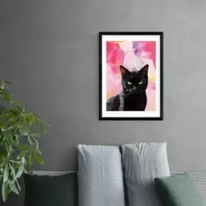 East End Prints Black Cat Print Pink