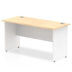Trexus Desk Rectangle Panel End 1400x600mm Maple Top White Panels Ref