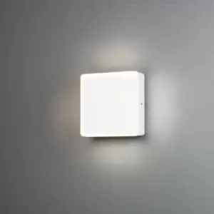 Konstsmide Cesena Outdoor Modern Wall Light White, Square, Dusk To Dawn Sensor 10W LED, IP54