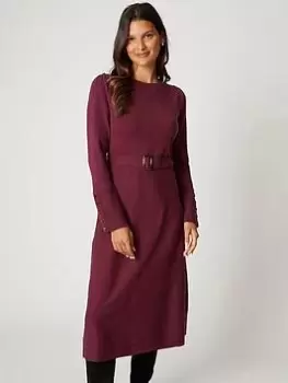 Wallis Button Detail Knitted Dress - Berry, Purple, Size XL, Women