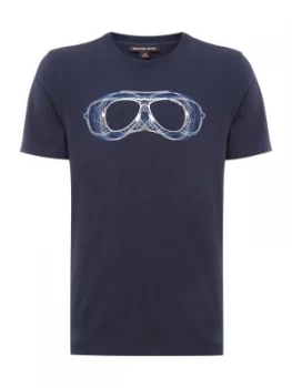 Mens Michael Kors Aviator Glasses T Shirt Blue
