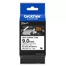 Brother HSe-221E Original Black on White Heat Shrink Label Tape 9mm x 1.5m