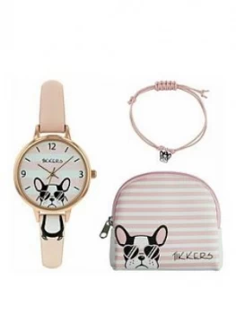 Tikkers Tikkers Cute Dog Dial Pink Strap Kids Watch With Matching Purse And Bracelet Gift Set