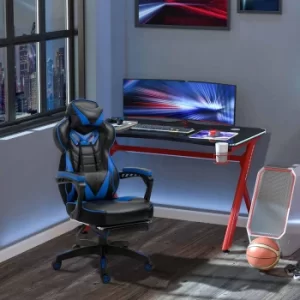 Lydia Ergonomic Reclining Gaming Chair with Manual Footrest, Blue