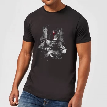 Star Wars Boba Fett Distressed Mens T-Shirt - Black - 4XL - Black