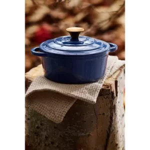 Barbary and Oak by Tower Foundry Blue Round Cast Iron Casserole Pot