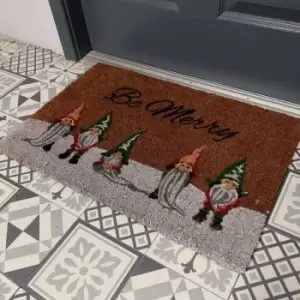 Premier Decorations Ltd - 40 x 60cm Be Merry Christmas Gonk Gnomes Door Mat - Be Merry