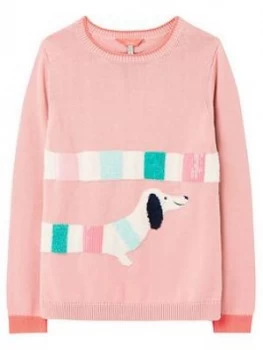 Joules Girls Geegee Dog Knitted Jumper - Pink, Size Age: 5 Years, Women