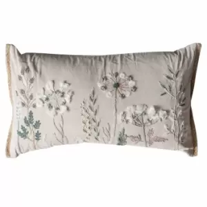 Crossland Grove Amaryllis Embroidered Cushion Natural 600x350mm