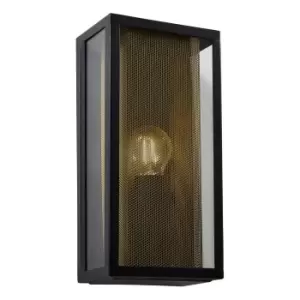 Zink CUBA Outdoor Box Lantern with Mesh Insert Black and Brass