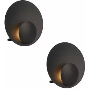 2 pack Black Large Modern Table Lamp Light - Integrated LED - 3000K Warm White