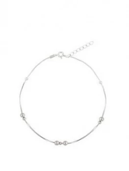 The Love Silver Collection Sterling Silver Beaded Snake Chain Anklet