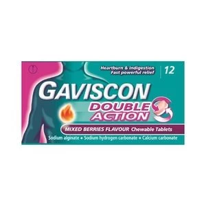Gaviscon Heartburn & Indigestion Double Action Mixed Berries Tablets 12