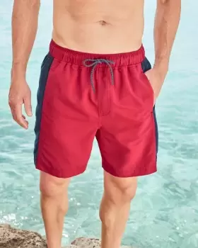 Cotton Traders Mens Panelled Swimshorts in Red