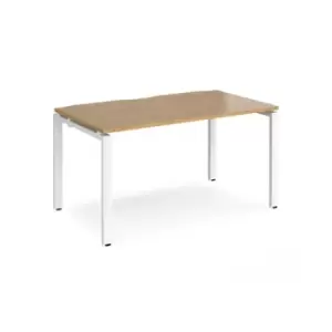 Bench Desk Single Person Starter Rectangular Desk 1400mm Oak Tops With White Frames 800mm Depth Adapt