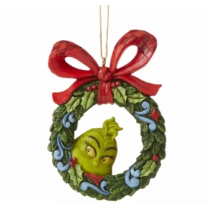 Grinch Peeking Through Wreath Hanging Ornament By Jim Shore