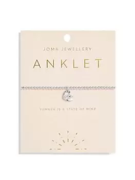 Joma Jewellery Anklet - Silver Hammered Heart (23Cm Stretch)