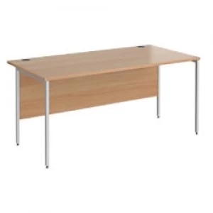 Rectangular Straight Desk with Beech Coloured MFC Top and Silver H-Frame Legs Contract 25 1600 x 800 x 725mm