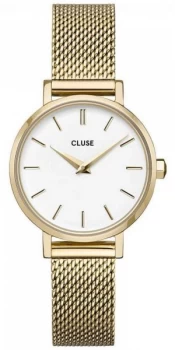 CLUSE La Boheme Petite Gold Mesh Bracelet White Dial Watch