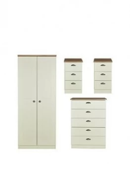 Swift Charlotte 4 Piece Ready Assembled Package - 2 Door Wardrobe, 5 Drawer Chest And 2 Bedside Chests
