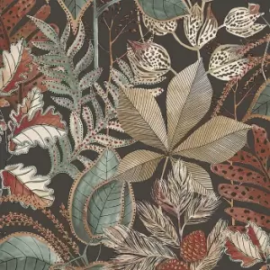 Belgravia Decor Eden Leaf Charcoal Wallpaper