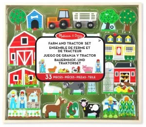 Melissa Doug Wooden Farm Tractor Set.