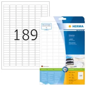 HERMA Labels Premium A4 25.4x10 mm white paper matt 4725 pcs.
