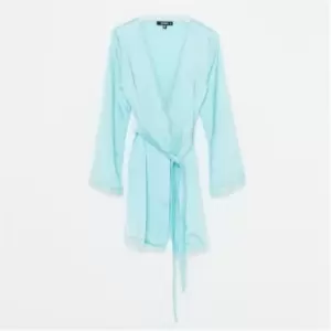 Missguided Bridal Lace Satin Dressing Gown - Blue