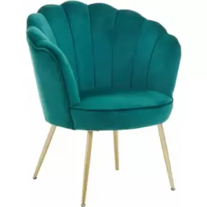 Ovala Emerald Green Velvet Scalloped Chair - Premier Housewares