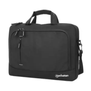 Manhattan Helsinki Eco Friendly Laptop Bag 14.1" Top Loader Black Padded Notebook Compartment Front and Multiple Interior Pockets Padded Handle Trolle