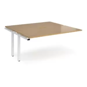 Bench Desk Add On 2 Person Rectangular Desks 1600mm Oak Tops With White Frames 1600mm Depth Adapt