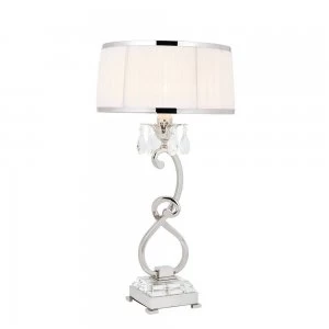 1 Light Medium Table Lamp Polished Nickel Plate with White Shade, E14