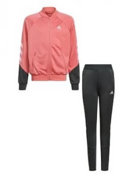 adidas Girls Junior XFG Tracksuit - Pink/Grey, Size 7-8 Years, Women