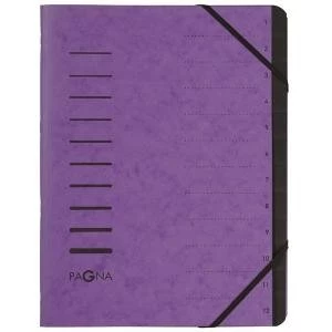 Pagna Pro A4 12 Compartment Sorting File Purple Pack of 5 4005910