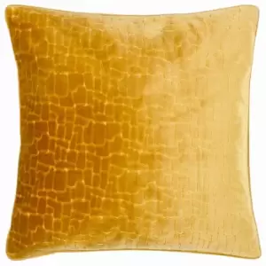 Bloomsbury Geometric Cut Velvet Piped Edge Cushion Cover, Mustard, 50 x 50 Cm - Paoletti
