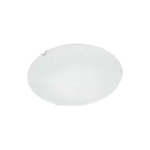 Bernardino 2 Light Flush Ceiling Light White, Clear Structured Glass Chrome Metal LED E27 - Merano