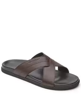 Rockport Darron Slide Sandal, Dark Brown, Size 9, Men
