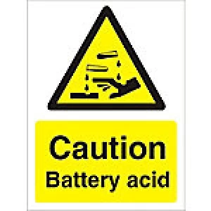 Warning Sign Battery Acid Plastic 40 x 30 cm