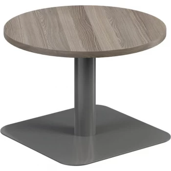 600MM Circular Low Contract Table - Silver/Grey Oak