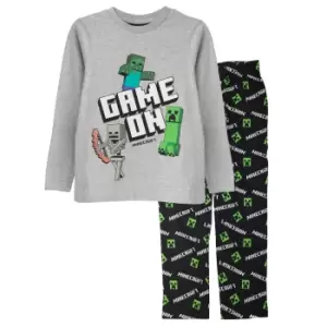 Minecraft Boys Game On Pyjama Set (7-8 Years) (Black/Heather Grey)