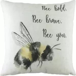 Evans Lichfield Bee You Bumblebee Cushion Cover (One Size) (Off White/Black/Yellow) - Off White/Black/Yellow